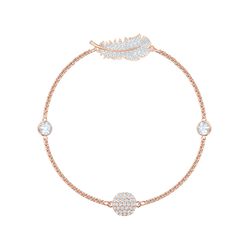 Vòng Đeo Tay Swarovski Remix Collection Feather Strand, White, Rose-Gold Tone Plated Size S