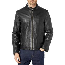 Áo Khoác Da Nam Cole Haan Smooth Leather Classic Moto Jacket Màu Đen