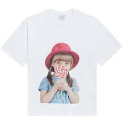 Áo Phông Acmé De La Vie ADLV Tshirt Hàn Quốc Baby Face Short Sleeve White Red Hat Màu Trắng