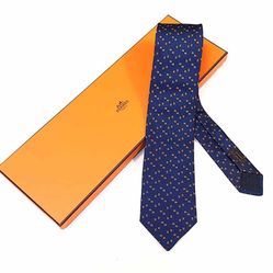 Cà Vạt Hermès Cravate Blue Digital H Marine/Orange 659266T Màu Xanh Navy