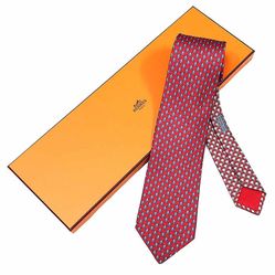 Cà Vạt Hermès Cravate Rhinoferoce Rouge/Bleu Moyen/Blan 626165 Màu Đỏ