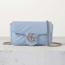 Túi Gucci Marmont Super Mini Quilted Leather Shoulder Bag Màu Xanh Blue