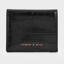 Ví Charles & Keith Croc-Effect Small Wallet CK6-10701003 Màu Đen