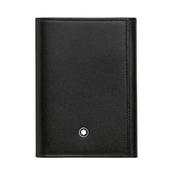 Ví Nam Montblanc Black Trifold 9CC Genuine Leather Business Card Holder Wallet 114536 Màu Đen
