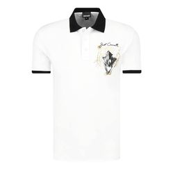 Áo Polo Just Cavalli Men's White Tiger Print Polo T-Shirt Màu Trắng