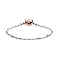 Vòng Đeo Tay Nữ Pandora Moments Heart Clasp Snake Chain Bracelet Màu Bạc Size 18