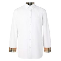 Áo Sơ Mi Burberry Slim Fit Monogram Motif Stretch Cotton Poplin Shirt Màu Trắng Size S