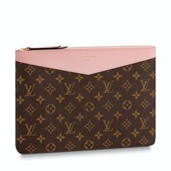 Túi Cầm Tay Nữ Louis Vuitton LV Daily Pouch Rose Poudre Màu Nâu Hồng