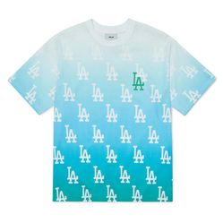 Áo Phông MLB Gradation Monogram Overfit T-Shirt LA Dodgers 3ATSM6223-07GNL Màu Xanh Size S