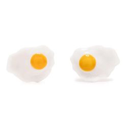 Khuyên Tai Moschino  Fried Egg Clip Earrings Màu Trắng Vàng