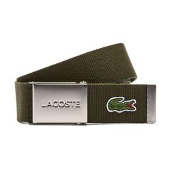 Thắt Lưng Lacoste Men's Made in France Engraved Buckle Woven Fabric Belt RC2012 Màu Xanh Olive
