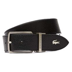 Thắt Lưng Men's Lacoste Engraved Buckle Grained Leather Belt Màu Đen Size 110