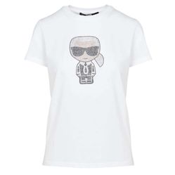 Áo Phông Karl Lagerfeld Ikonik Rhinestone Karl T-Shirt White Round Màu Trắng