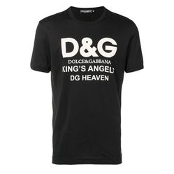 Áo Phông Dolce & Gabbana King's Angels Logo Print Cotton T Shirt In Black G8IV0T Màu Đen