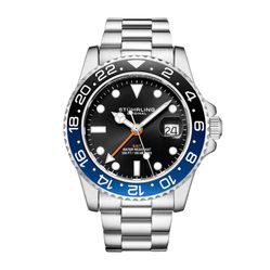Đồng Hồ Nam Stuhrling Aquadiver Men's Watch M16266 Màu Bạc Mặt Đen