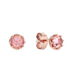 Khuyên Tai Pandora Pink Sparkling Crown Stud Earrings 288311C01 Màu Vàng Hồng