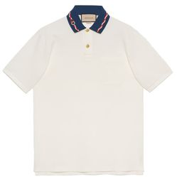 Áo Polo Gucci Stretch Cotton Piquet Polo With Embroidery Màu Trắng Size M