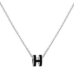 Dây Chuyền Hermès Mini Pop H Pendant Black and Silver Hardware Necklace Mặt Màu Đen