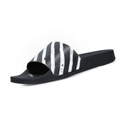 Dép Quai Ngang Off-White Zebra-Print Rubber Sliders Màu Đen Size 39
