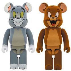 Đồ Chơi Mô Hình Bearbrick Tom and Jerry Tom Flocky Màu Xám Nâu Size 1000%