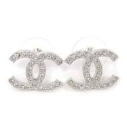 Khuyên Tai Chanel  22 Cruise Collection Big Size CC Logo Silver Earrings AB7706 Màu Bạc