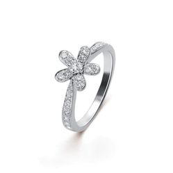 Nhẫn Van Cleef & Arpels Socrate Ring 1 Flower Diamond 18k White Gold Màu Vàng Trắng (Chế Tác)