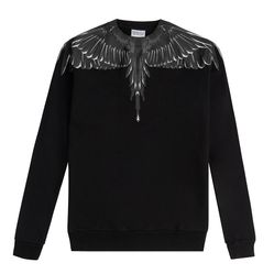 Áo Nỉ Marcelo Burlon Wings Black Sweatshirt CMBA009C99FLE001 1010 Màu Đen
