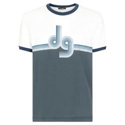 Áo Phông Dolce & Gabbana Men's White Stripes Crewneck T-Shirt Tee Small G8JX7T FI7Z0 HB2BF Màu Trắng