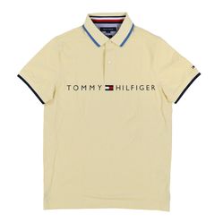 Áo Polo Tommy Hilfiger Mens Polo Shirt Slim Fit Short Sleeve Mesh Flag Màu Vàng Nhạt Size XL