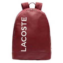 Balo Lacoste Men's L.12.12 Signature Leather Zip Backpack Màu Đỏ