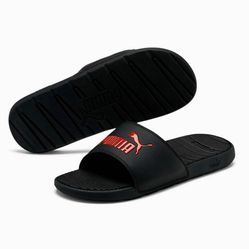 Dép Puma Slides Black Red Logo 371023-02 Men’s Size 40.5