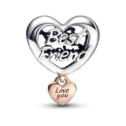 Hạt Vòng Charm Pandora Love You Best Friend Heart 782243C00 Màu Bạc Phối Vàng Hồng