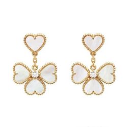 Khuyên Tai Van Cleef & Arpels Sweet Alhambra Effeuillage Earrings VCARN5PQ00 Màu Vàng Trắng (Chế Tác)