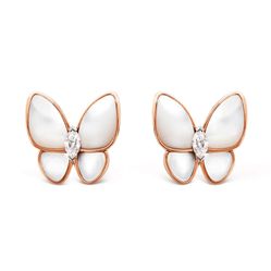 Khuyên Tai Van Cleef & Arpels Two Butterfly Earrings Rose Gold, Diamond, Mother-Of-Pearl Màu Vàng Hồng (Chế Tác)