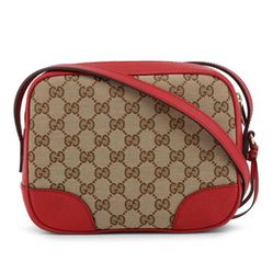 Túi Đeo Chéo Gucci Crossbody Shoulder Bag GG Canvas Leather Màu Be Đỏ