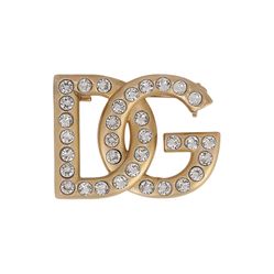 Cài Áo Dolce & Gabbana D&G Rhinestone-Detailed Dg Logo Brooch Màu Vàng Bản 2cm