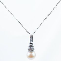 Dây Chuyền Minh Hà Pearl Jewelry Bạc Ý Cao Cấp S925, Viên Ngọc 10mm Màu Trắng