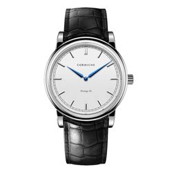 Đồng Hồ Nam Corniche Men’s Heritage 40 Stainless Steel With White Dial Màu Đen