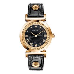 Đồng Hồ Nữ Versace Vanity Women's Croco Watch 35mm Màu Đen Vàng