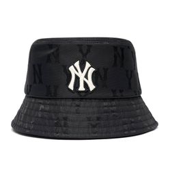 Mũ MLB Bucket Monogram Nylon Jacquard New York Yankees 3AHTM021N-50BKS Màu Đen