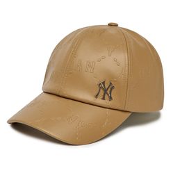 Mũ MLB Dia Monogram Embo Leather Unstructured Ball Cap New York Yankees 3ACPM1226 Màu Nâu