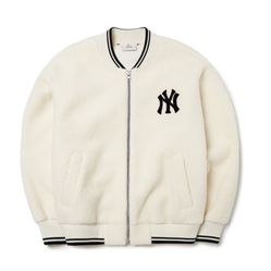 Áo Khoác MLB Basic Baseball Dumble Fleece Jumper New York Yankees 3AJPF0116-50CRS Màu Trắng Size S