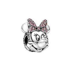Hạt Vòng Charm Pandora Disney Minnie Mouse Pink Pavé Bow Clip Charm 797496CZS Màu Hồng