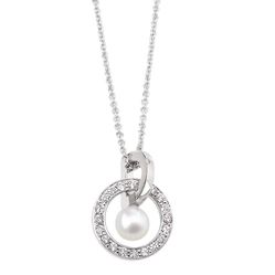 Dây Chuyền Misaki Monaco Silver Socurl Pendant With White Cultured Pearls Màu Bạc