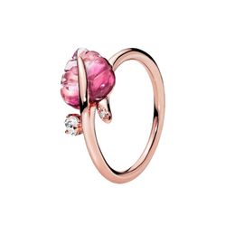 Nhẫn Pandora Rose Pink Murano Glass Leaf Ring 188319PMU Màu Vàng Hồng