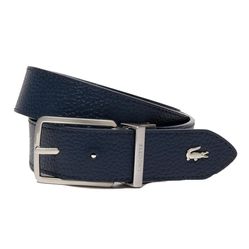 Thắt lưng Lacoste Men's Engraved Buckle Grained Leather Belt Màu Xanh Navy Size 110
