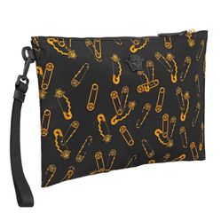Túi Cầm Tay Versace Men's Pin Print Black Pouch DP85102-DNY13-DNONH Màu Đen Vàng