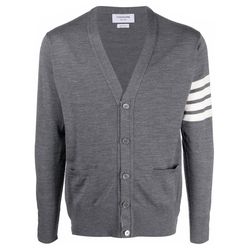 Áo Cardigan Thom Browne 4-Bar Knitted Grey MKC002A Y1014 022 Màu Xám