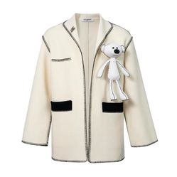 Áo Khoác 13 De Marzo Teddy Bear Doule-Faced Woolen Suit Màu Kem Size S