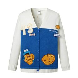 Áo Len 13 De Marzo Cookie Monster Knit Cardigan White Màu Xanh Trắng Size M